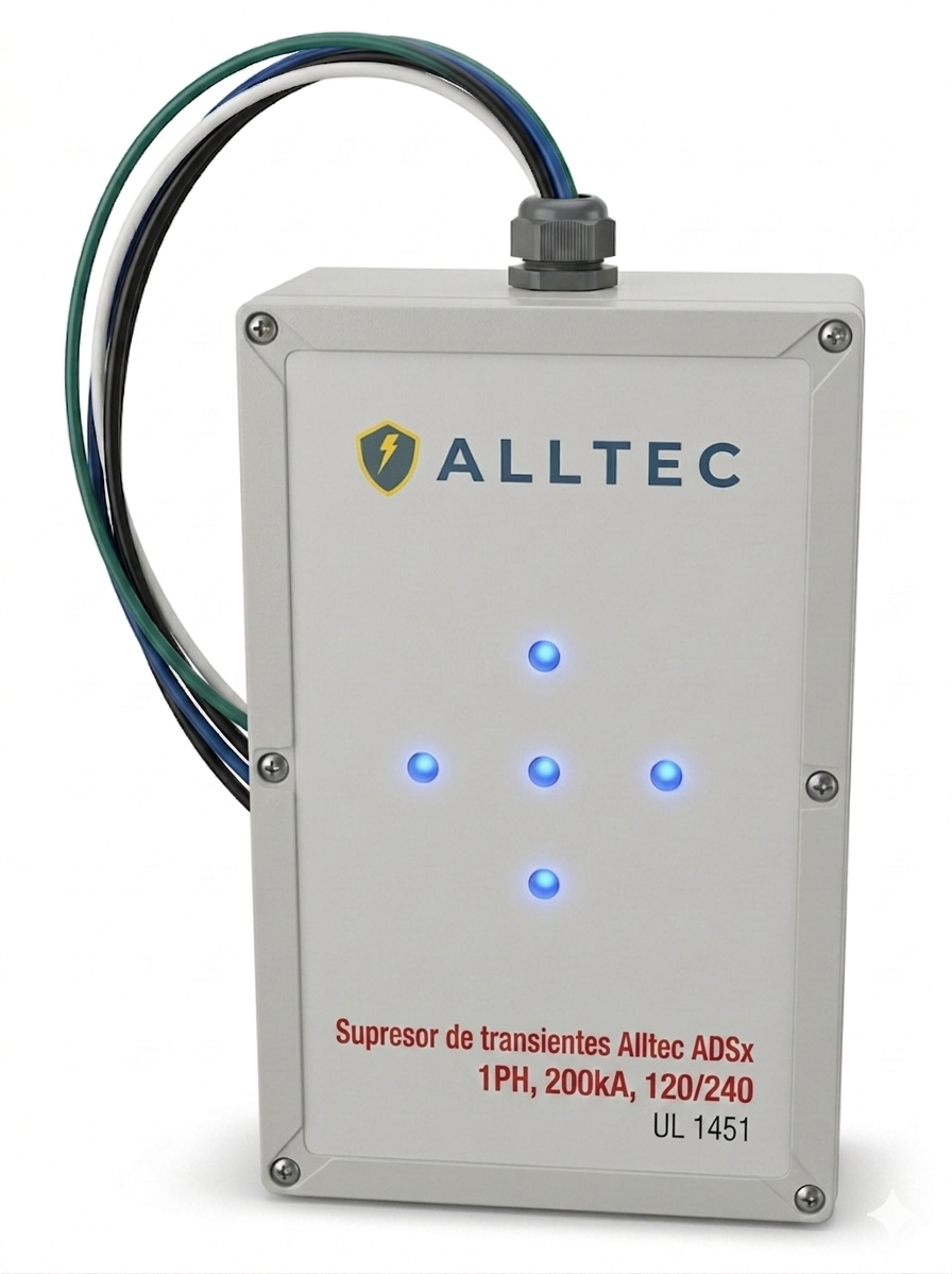 supresor de transientes alltec adsx, 1ph, 200ka, 120/240, ul 1451 supresor de transientes alltec adsx, 1ph, 200ka, 120/240, ul 1451